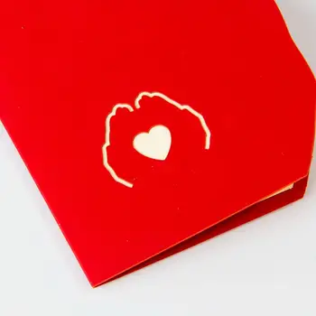 Valentinskort Dag Gave Kærlighed i Hånden 3D Pop op Lykønskningskort Postkort Matchende Kuvert Laser Cut Håndlavet Fødselsdag Post-Kort
