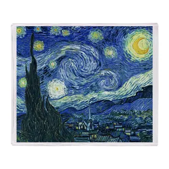 Van Gogh Stjerneklar Nat Blød Fleece Smide Tæppe Luft/Sofa/Sengetøj Blød Vinter Bedsheet
