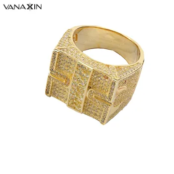 VANAXIN 925 Sterling Mode Ring Vintage-Pladsen AAA Cubic Zircons Hip Hop Sølv Ringe til Mænd i Guld/To-Tone Farve smykkeskrin