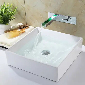 Vandfald Hane Temperatur Kontrolleret Hane Torneira LED Badeværelse Vask Vandhane LED-Lys Til Tryk