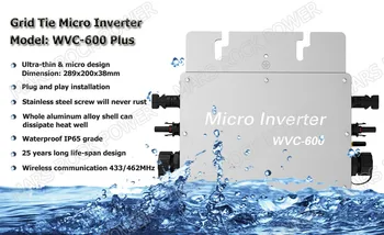 Vandtæt 600W Micro Inverter med modom DC22-50V Bred Input til AC80-160V/180-260V Høj Effektivitet MPPT Grid Tie Inverter