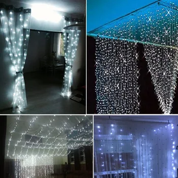 Vandtæt 6M x 3M 600 LED-Bryllup Lys icicle Christmas Light LED String Fe Pære fødselsdagsfest Have Gardin Indretning