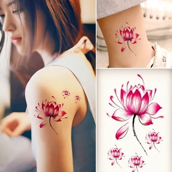 Vandtæt Midlertidig Tatovering Mærkat kvinder sexy lavendel tatoveringer Vand Overføre falske tatoveringer flash tatoveringer lotus blomst til pige