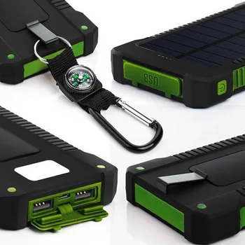 Vandtæt Solar Power Bank Real 20000 mAh Dual USB Eksterne USB-Polymer Batteri, Oplader Udendørs Lampe Powerbank Ferisi