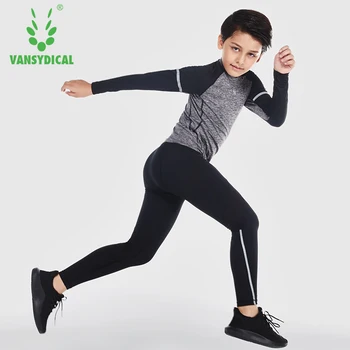 VANSYDICAL Børns Sports Tights, der Passer Quick-Dry Elastisk Fitness Wear Basketball, der Kører Passer 2stk Lange Ærmer Uddannelse