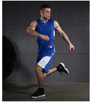 VANSYDICAL Mænd Basketball Uniformer Trøjer Sport Sportstøj Uddannelse, Basketball Sæt-Shirt Hurtig Tør Vest Ærmer og Shorts