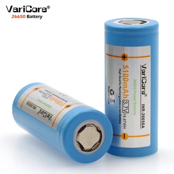 VariCore 26650 lithium-batteri 3,7 V 5100mAh, 26650 genopladeligt batteri, 26650-50A egnet til lommelygte,