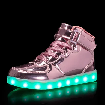 Varm som hjem 2017 Ny 25-39 USB Oplader Glødende Sneakers Førte Børn Belysning Sko Drenge Piger belyst Lysende Sneaker