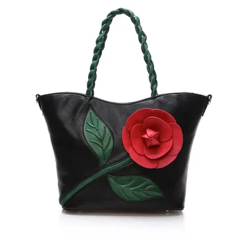 Varmt!!Stor Rose Blomst Kvinder Læder Håndtasker Luksus Kvinder Håndtaske Berømte Mærke Kvindelige Tote Kvinders Messenger Bag Vintage Kvinder Taske