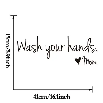 Vask Dine Hænder tegn Mødre Kærlighed Citerer Wall Sticker Home Decor Sort Vinyl Kunst Decal Flytbart Toilet Badeværelse vægoverføringsbilleder