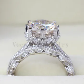 Vecalon 2016 Vintage Engagement bryllup Band ring Sæt til kvinder 3ct AAAAA Zircon cz 925 Sterling Sølv Kvindelige Part ring