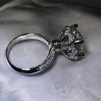 Vecalon Hjertet Blomst 925 Sterling Sølv ring 5A Zircon Cz Crystal Engagement bryllup Band ringe til kvinder, Brude Smykker Gave