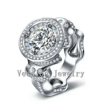 Vecalon Luksus Engagement Bryllup Band ring for mænd 3ct 5A Zircon 220pcs Lille Cz 925 Sterling Sølv Mandlige Part ring