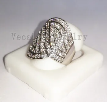 Vecalon Mode Bane sæt 140pcs AAAAA Zircon Cz Engagement Bryllup Band ring for Kvinder, 10KT Hvid Guld Fyldt Finger ring