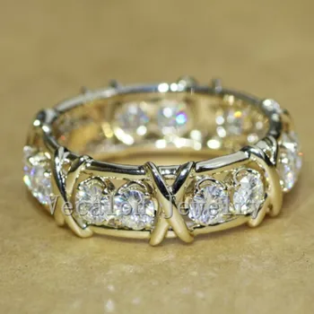 Vecalon Mærke Smykker Engagement Bryllup Band ring for Kvinder 3mm sten AAAAA Zircon Cz 10KT Gul Guld Fyldt Kvindelige ring