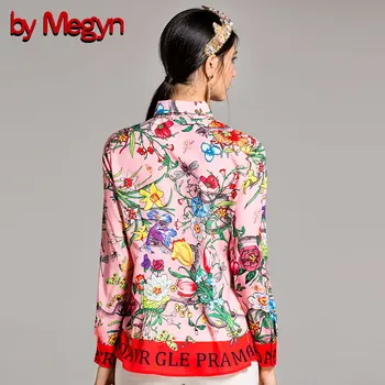 Ved Megyn 2018 fashion designer bane kvinder bluser med lange ærmer shirt slange og bogstav print kvinder bluser plus størrelse 3xl kvindelige