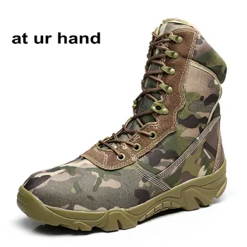 Ved Ur Hånd Mænd Ankel Støvler Camouflage sko Militære Taktiske Bekæmpe Støvler Desert Støvler Botas Efterår og Vinter sko størrelse 39-45