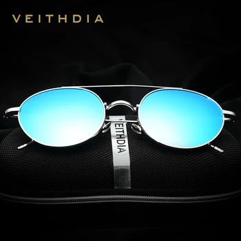 VEITHDIA Brand Designer Mode Unisex solbriller Polariseret Belægning Spejl Solbriller Runde Mandlige Briller Til Mænd/Kvinder 3617
