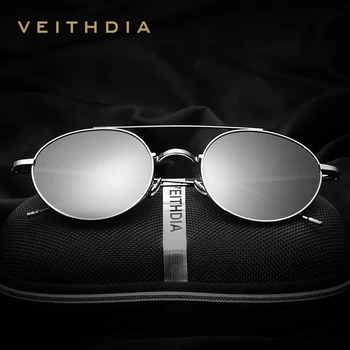 VEITHDIA Brand Designer Mode Unisex solbriller Polariseret Belægning Spejl Solbriller Runde Mandlige Briller Til Mænd/Kvinder 3617