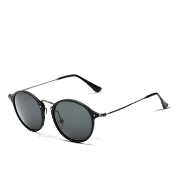 VEITHDIA Mærke Mode Unisex solbriller Polariseret Belægning Spejl Kørsel Solbriller Runde Mandlige Briller Til Mænd/Kvinder 6358