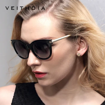VEITHDIA Retro TR90 Vintage Stor Solterrasse med Polariserede briller Cat Eye Damer Designer Solbriller Kvinder Briller Tilbehør Kvindelige 7016