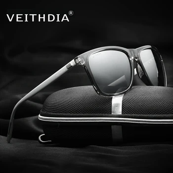 VEITHDIA Unisex Retro Aluminium+TR90 Polariseret Herre Solbriller Brand Designer spejl Vintage Kørsel solbriller til Kvinder nuancer