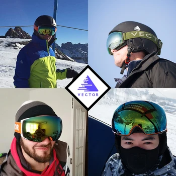 VEKTOR Nye Brand Ski Goggles Dobbelt UV400 Anti-fog Store Ski Maske, Briller Skiløb Professionelle Mænd Kvinder Sne Snowboard Goggles