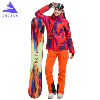VEKTOR Professionelle Mænd Kvinder Ski Passer Jakker + Bukser Varm Vinter Vandtæt Skiløb, Snowboarding Tøj Sæt Mærke