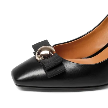 VENCHALE bowtie hot salg perle elegante skridsikkerheden kvindelige firkantet tå sko høje hæle komfortable gamacher pumper stor størrelse