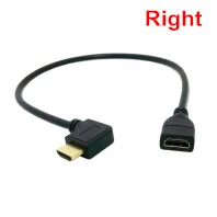 Venstre Højre Vinklet 90 Graders-Stik HDMI 1.4 med Ethernet-og 3D Type A-han til En kvindelig Extension Kabel 0.5 m 50 cm