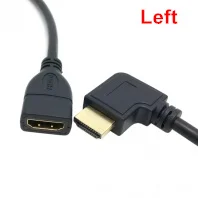Venstre Højre Vinklet 90 Graders-Stik HDMI 1.4 med Ethernet-og 3D Type A-han til En kvindelig Extension Kabel 0.5 m 50 cm
