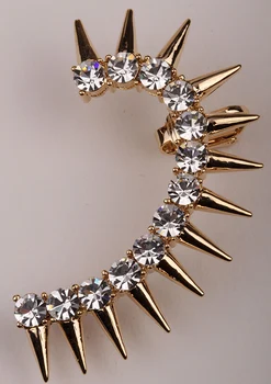 Venstre øre Spike wrap cuff klip øreringe til kvinder guld & sølv farve østrigske krystal smykker til kvinder SC29 engros dropship