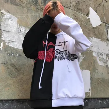 VERSMA Nye koreanske Harajuku BF Hætteklædte Graffiti Trykt Patchwork Hoodie Sweatshirt Mænd Efteråret Hip Hop Løs Unisex Sweatshirt Mænd