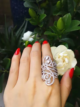 Victoria Wieck Kvinder Mode Smykker 925 Sterling Sølv Simuleret CZ sten Bryllup Engagement Blomst Finger Band Ring SZ5-11