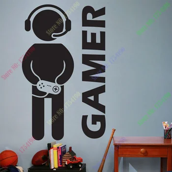 Video Game Gaming Gamer vægoverføringsbillede Kunst, Indretning Mærkat Vinyl vægoverføringsbillede til drenge værelset