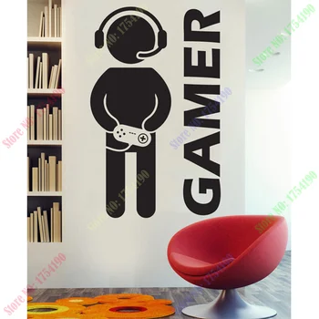 Video Game Gaming Gamer vægoverføringsbillede Kunst, Indretning Mærkat Vinyl vægoverføringsbillede til drenge værelset