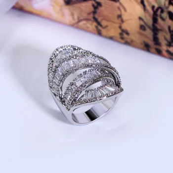 Vielsesringe cubic zircon sten Elsker ring new style designer mode smykker lavet af Kobber Ring Gratis fragt