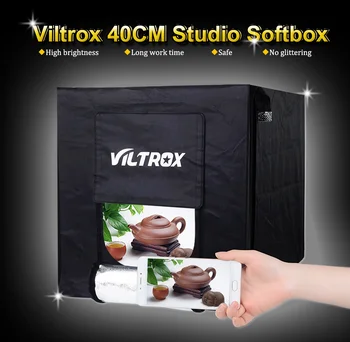 Viltrox 40*40cm LED Foto Studio Softbox at Skyde Lys Telt Blød Boks + Bærbar Taske + AC-Adapter til Smykker, Legetøj Skydning