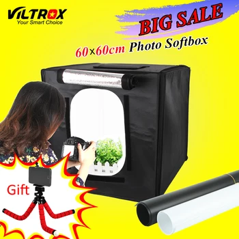 Viltrox 60*60cm LED Foto Studio Softbox at Skyde Lys Telt Blød Boks + Bærbar Taske + AC-Adapter til Smykker, Legetøj Shoting