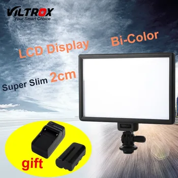Viltrox L116T LCD-Display Bi-Color & Dæmpbar Slank DSLR Video, LED-Lys +Batteri +Oplader til Canon Nikon Kamera, DV-Camcorder