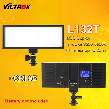 Viltrox L132T LED Video Light Ultra Tynd LCD-Display Bi-Color & Dæmpbar DSLR Studio Lys, Lygte Panel til Kamera, DV-Camcorder