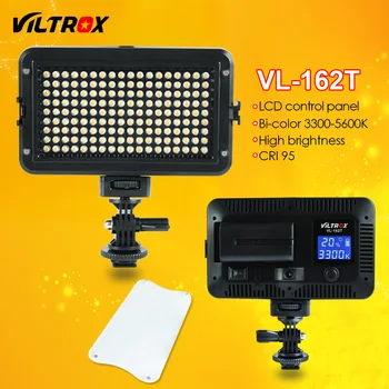 Viltrox VL-162T Kamera-LED Video Light LCD-Panel 3300K-5600K Bi-Color Dæmpes til Canon Nikon Sony DSLR-fotografering Videokamera