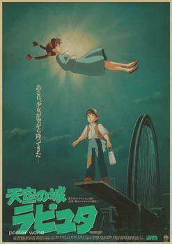 Vintage Anime Tegnefilm Hayao Miyazaki Totoro Spirited Away Plakat Cafe Kid Home Decor Retro Kraftpapir Wall Sticker