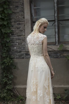 Vintage Blonder Boho Brudekjole robe de mariage Cap Ærmer Blush Blonder brudekjoler 2018 Plus Size vestido de noiva de renda