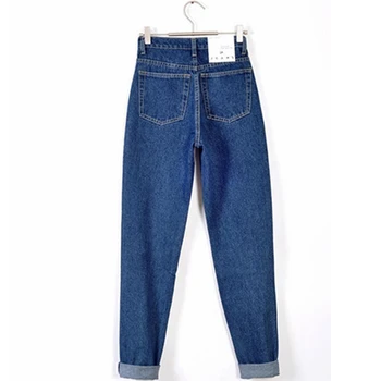 Vintage Denim capri kvindelige mødre boyfriend Jeans med høj talje Jeans til kvinder er jeans store størrelser sort blå harem bukser