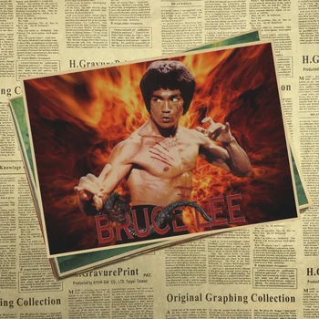 Vintage Klassiske Kina Kung Fu Stjerne Bruce Lee-Serien Filmens Plakat Retro Kraftpapir Bar Cafe Home Decor Maleri Wall Sticker