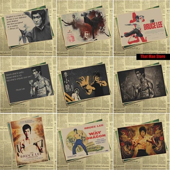 Vintage Klassiske Kina Kung Fu Stjerne Bruce Lee-Serien Filmens Plakat Retro Kraftpapir Bar Cafe Home Decor Maleri Wall Sticker