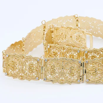 Vintage Luksuriøse Kvinder Hule Blomst Talje Kæde Krystal Guld-Farve Metal Emalje Bælte Mave Kæde Indiske Kongelige Bryllup Smykker