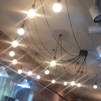Vintage-Lysekroner Spider Loft Lampe Belysning i Hjemmet stuen luminaria Moderne sort hængende lampe Retro Køkken Kampprogram