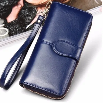 Vintage Læder Kvinder Lang Tegnebøger Damer Mode Tegnebog Mønt 3fold Pung Kvindelige Coin Pocket Kort-Indehaveren, Tegnebog Punge Penge Taske